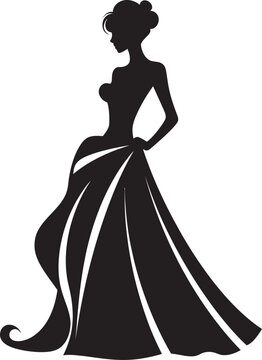 Couture Trends Womans Dress Vector Logo Sleek Sophistication Stylish Black Logo Dress