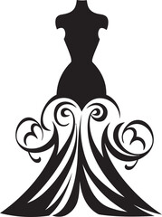 Elegant Silhouette Vector Black Dress Chic Couture Womans Logo Icon