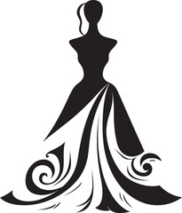 Stylish Silhouette Black Dress Emblem Glamorous Style Vector Dress Icon