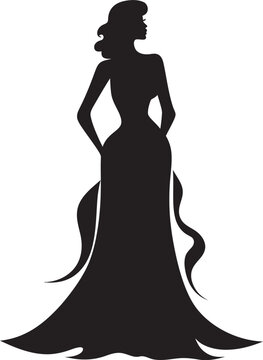 Glamorous Threads Vector Dress Design Elegant Couture Womans Dress Emblem