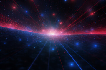 Naklejka premium Cosmic background of black-blue and red laser lights