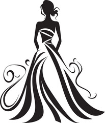 Sophisticated Silhouette Designer Dress Icon Runway Glam Womans Dress Emblem