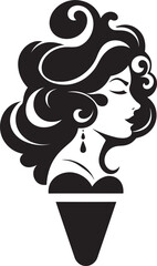 Frosty Bliss Black Logo Ice Cream Cone Indulgent Treat Cone Ice Cream Design