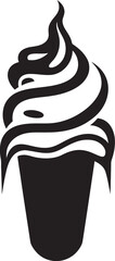 Chilled Elegance Black Cone Icon Emblem Whipped Joy Ice Cream Cone Vector