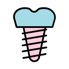 Dental Implant Root Filled Outline Icon
