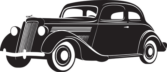 Old School Elegance Black Car Vintage Vibe Logo Icon Emblem