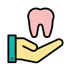 Care Dental Hand Filled Outline Icon