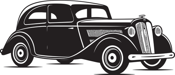 Heritage Wheels Black Car Icon Retro Revival Vintage Logo Emblem