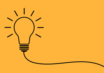 Light Bulb with Idea Concept on Yellow Background. Idea, Innovation, Inspiration and Creativity Concept. Vector Illustration.