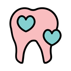 Care Dental Love Filled Outline Icon