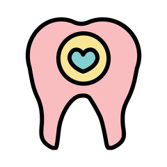 Care Dental Love Filled Outline Icon