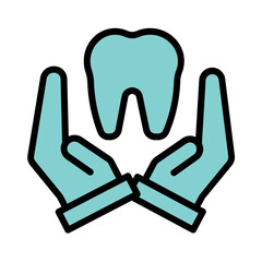 Care Dental Tooth Filled Outline Icon