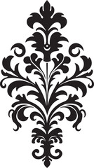 Baroque Splendor Black Filigree Icon Luxurious Etchings Vintage Emblem Design