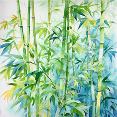 watercolor bamboo tree.