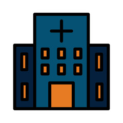 Obraz premium Building Hospital Gym Filled Outline Icon