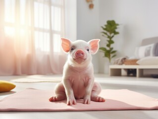 Adorable Mini Pig in a Cozy Living Room Setting.