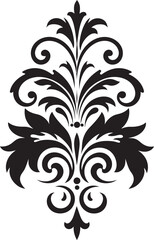 Regal Detailing Black Filigree Emblem Gilded Scrolls Vintage Black Design