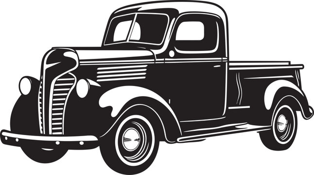 Classic Hauler Vintage Pickup Emblem Retro Rides Black Truck Icon