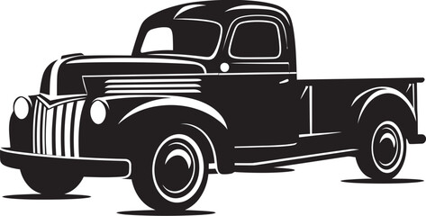 Iconic Transporter Vintage Pickup Icon Retro Hauling Black Emblem Icon