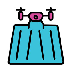 Farming Drone Field Filled Outline Icon