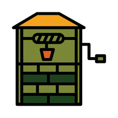 Farm Water Well Filled Outline Icon