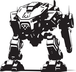 Robotic Enforcer War Logo Icon Mechanical Titan Black Robot Emblem