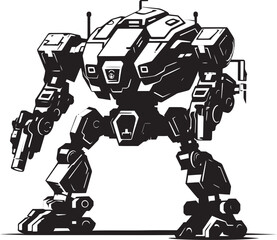Futuristic Guardian War Emblem Icon Iron Sentinel Black Robot Emblem