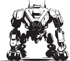 Combat Vanguard Black Robot Icon Battlefield Gladiator War Emblem Design