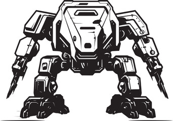 Tech Guardian War Icon Emblem Futuristic Titan Black Robot Design