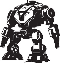 Metallic Sentinel Black Logo Design Warrior Behemoth Robot Emblem Icon