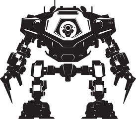 Cybernetic Vanguard Black Logo Icon Mechanical Gladiator War Robot Design