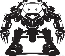 Warrior Behemoth Robot Emblem Icon Armored Enigma Black Logo Robot