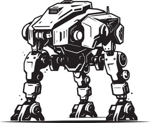 Combat Titan Black Emblem Robot Battlefield Warrior War Logo Icon