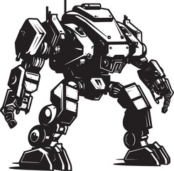 Iron Sentinel War Robot Icon Cybernetic Vanguard Black Logo Icon