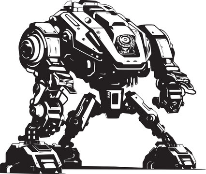 Futuristic Titan Black Robot Design Iron Sentinel War Robot Icon