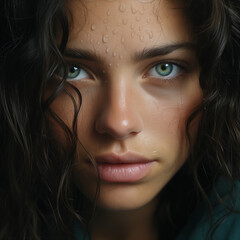 woman holding face with her hands close up