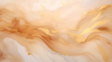 Fototapeten Natural luxury abstract fluid art painting in alcohol ink technique. Tender and dreamy wallpaper. Mixture of colors creating transparent waves and golden swirls. For posters, other printed materials © Mariana