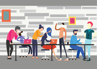 Coworking concept vector for download
