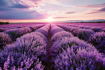 Naklejka premium Blooming lavender field
