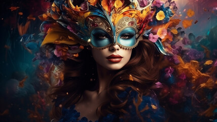 Carnival beautiful girl in masks 