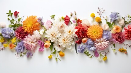 A gorgeous cluster of fresh flowers arranged neatly on a white background, offering a clean area for adding event details or custom text overlays Generative AI