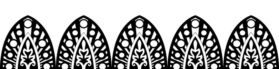simple mandala Horizontal mandala line pattern. Black pattern brush on white background.