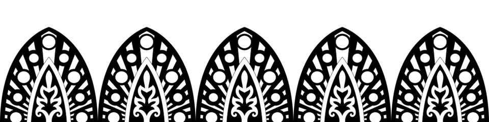 simple mandala Horizontal mandala line pattern. Black pattern brush on white background.