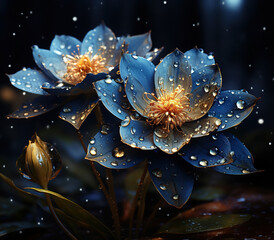 Glistening Blooms: A Captivating Display of Dew-Kissed Flowers