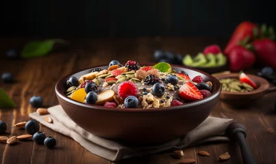 Poster Healthy eating bowl of organic wholegrain cereal © Natali