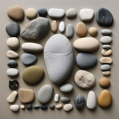 Fototapeta na wymiar Harmony in Stone: A Beachside Zen Garden