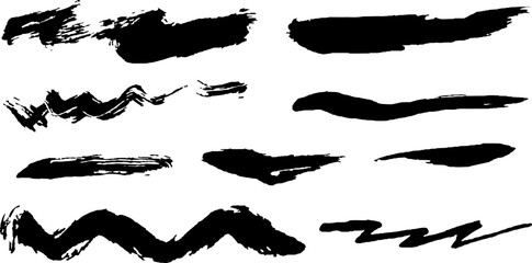 A set of vector paint strokes. Elements for design