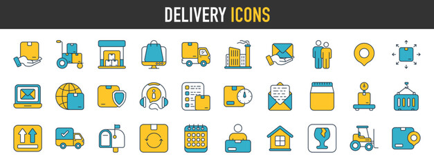 Delivery shopping icons set. Logistics icon set and payment elements. Vector illustration
