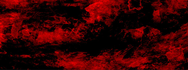 Fototapeta premium Abstract red background with black grunge background texture in modern art design. Dark grunge red texture concrete. Dark grunge red concrete. Dark Red horror scary background. grunge horror texture.