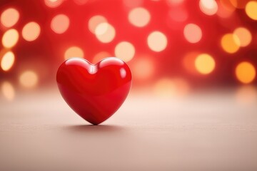 red heart on a red bokeh background